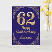 Carte 62e anniversaire Marine Parties scintillant bleu e (Fleur jaune)