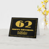 Carte 62e anniversaire : Nom + Art Déco Inspiré Look "62 (Fleur jaune)