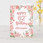 Carte 62e anniversaire Peach Peonies rose Aquarelle Flor (Fleur jaune)