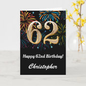 Carte 62e anniversaire Rainbow Fireworks noir et or (Fleur jaune)