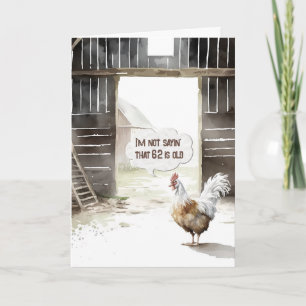 Carte 62e anniversaire Rooster d'aquarelle dans une gran