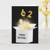 Carte 62e Ballons d'anniversaire en boîte blanche (Fleur jaune)