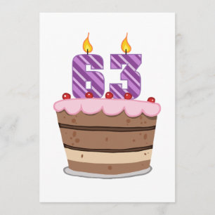 Carte 63 ans sur le gâteau d'anniversaire