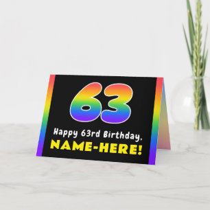 Carte 63e anniversaire : Arc-en-ciel coloré # 63, Nom pe