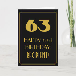Carte 63e anniversaire - Art Déco Inspiré Look "63" & No