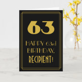 Carte 63e anniversaire - Art Déco Inspiré Look "63" & No (Fleur jaune)