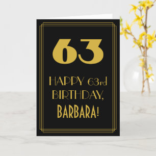Carte 63e anniversaire ~ Art Déco Inspiré Look "63" & No