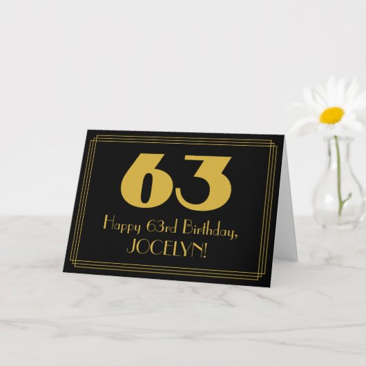Carte 63e anniversaire : Art Déco Inspiré Look "63" & No (Petite plante)