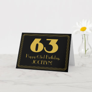 Carte 63e anniversaire : Art Déco Inspiré Look "63" & No