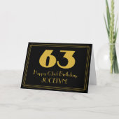 Carte 63e anniversaire : Art Déco Inspiré Look "63" & No (Devant)