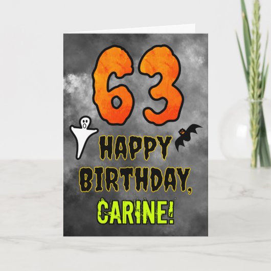 Carte 63e anniversaire : Eerie Halloween Thème + Nom per (Devant)