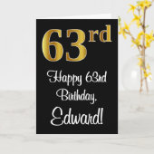 Carte 63e anniversaire ~ Elégant luxe Faux Gold Look # (Fleur jaune)