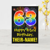 Carte 63e anniversaire : Fun Fireworks Motif + Rainbow 6 (Fleur jaune)