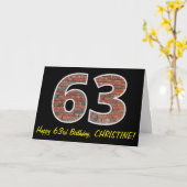 Carte 63e anniversaire - Motif de mur de briques "63" av (Fleur jaune)