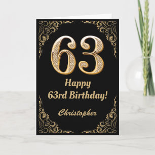 Carte 63ème anniversaire Parties scintillant noir et or