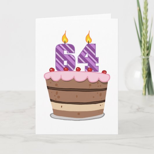 Carte 64 ans sur le gâteau d'anniversaire (Devant)