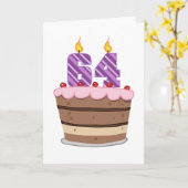 Carte 64 ans sur le gâteau d'anniversaire (Fleur jaune)