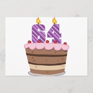 Carte 64 ans sur le gâteau d'anniversaire