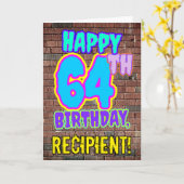 Carte 64e anniversaire - Amusant, Graffiti urbain inspir (Fleur jaune)