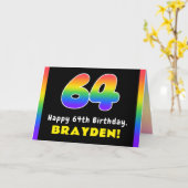 Carte 64e anniversaire : Arc-en-ciel coloré # 64, Nom pe (Fleur jaune)