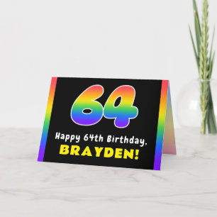 Carte 64e anniversaire : Arc-en-ciel coloré # 64, Nom pe