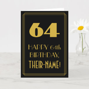 Carte 64e anniversaire - Art Déco Inspiré Look "64" & No