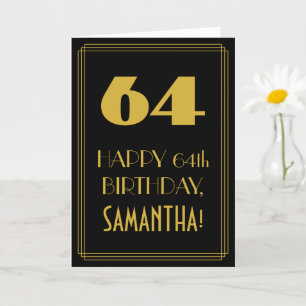 Carte 64e anniversaire ~ Art Déco Inspiré Look "64" & No