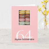 Carte 64e Anniversaire de Macaron-Joyeux ! (Fleur jaune)