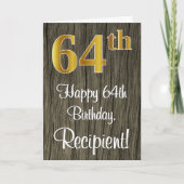 Carte 64e anniversaire : Elégant Faux Gold Look #, Faux (Devant)
