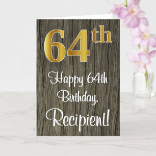 Carte 64e anniversaire : Elégant Faux Gold Look #, Faux 