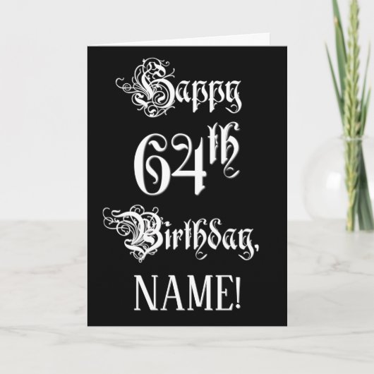 Carte 64e anniversaire : Fancy, Elegant Script + Nom per (Devant)