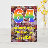 Carte 64e anniversaire; feuilles d'automne rustiques; ar (Fleur jaune)