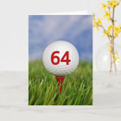 Carte 64e anniversaire Golf Ball on Red Tee (Fleur jaune)