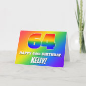 Carte 64e anniversaire : Motif Rainbow multicolore # 64 (Devant)
