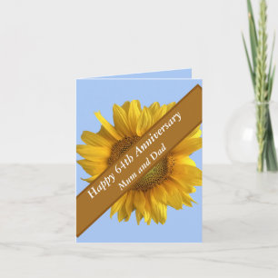Carte 64e anniversaire tournesol modifiable