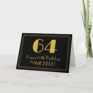 Carte 64ème anniversaire : Art Déco Inspiré Look "64" + 