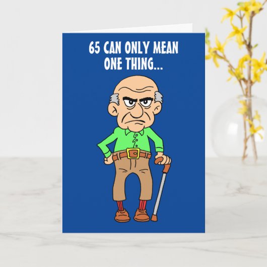 Carte 65 Ancien Âgé Grumpy Officiellement 65e Anniversai (Fleur jaune)