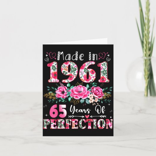 Carte 65 Year Old Made In 1961 Floral 65th Birthday Wome (Devant)