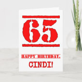 Carte 65e anniversaire : Amusant, Timbre en caoutchouc r (Devant)