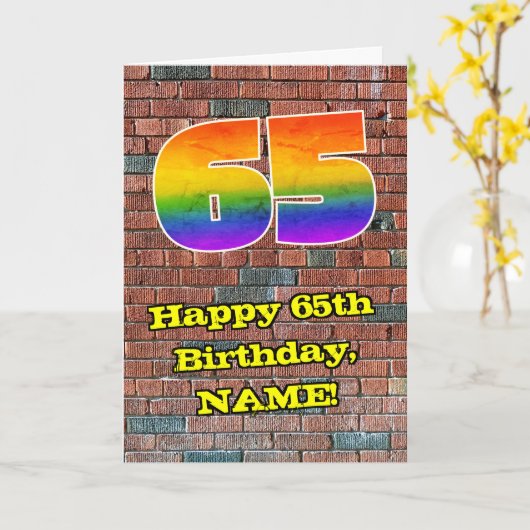 Carte 65e anniversaire : Arc-en-ciel amusant inspiré par (Fleur jaune)