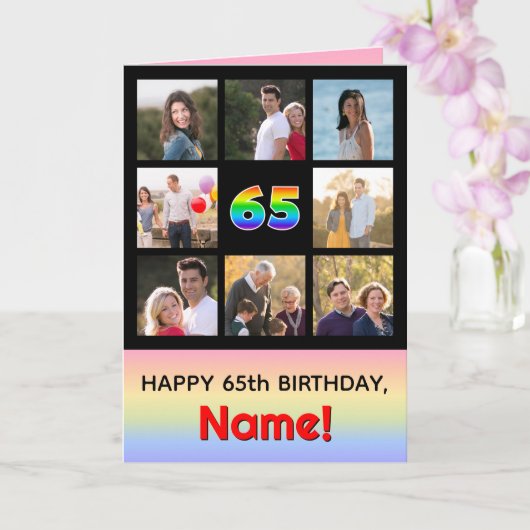 Carte 65e anniversaire : Arc-en-ciel amusant #, photos p (Orchidée)