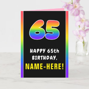 Carte 65e anniversaire : Arc-en-ciel coloré # 65, Nom pe