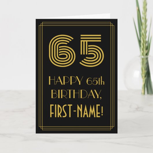 Carte 65e anniversaire : Art Déco Inspiré Look "65" & No (Devant)