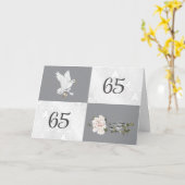 Carte 65e anniversaire avec la colombe et les anneaux (Fleur jaune)