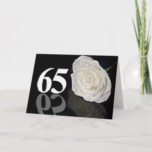 Carte 65e anniversaire avec une rose blanche class (Devant)