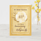 Carte 65e anniversaire de la vie religieuse Nonne Blanch (Fleur jaune)