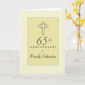 Carte 65e anniversaire du prêtre avec croix bossée, Re (Fleur jaune)