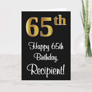 Carte 65e anniversaire ~ Elégant Luxueux Faux Gold Look 