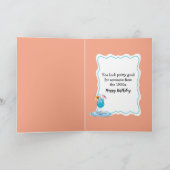 Carte 65e anniversaire Flamant rose flottant dans une pi (Intérieur)