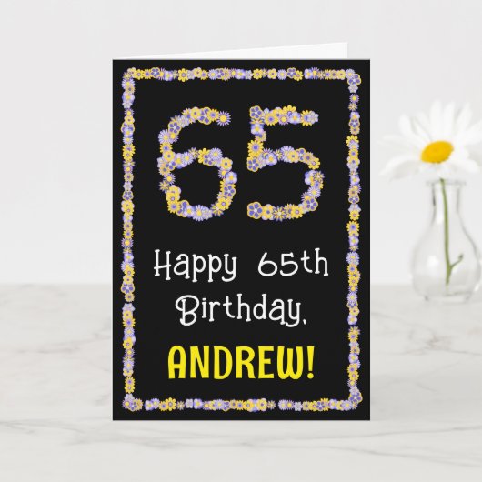 Carte 65e anniversaire : Floral Flowers Numéro, Nom pers (Petite plante)